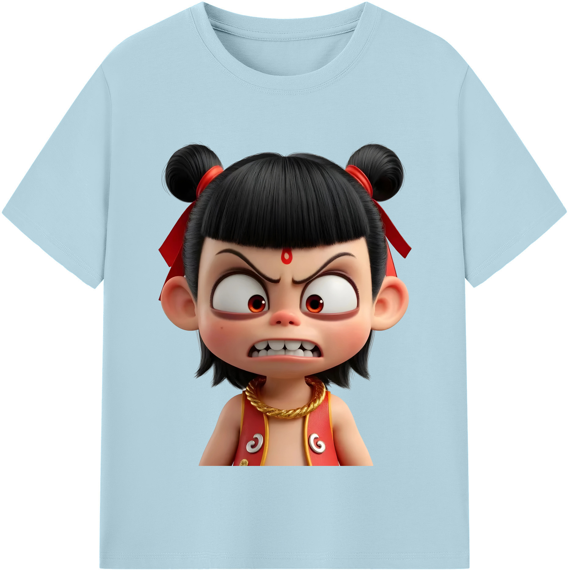 （画像用） Ne Zha 2 ナタ 魔童の大暴れ 綿100％半袖Tシャツ（フロントプリント）